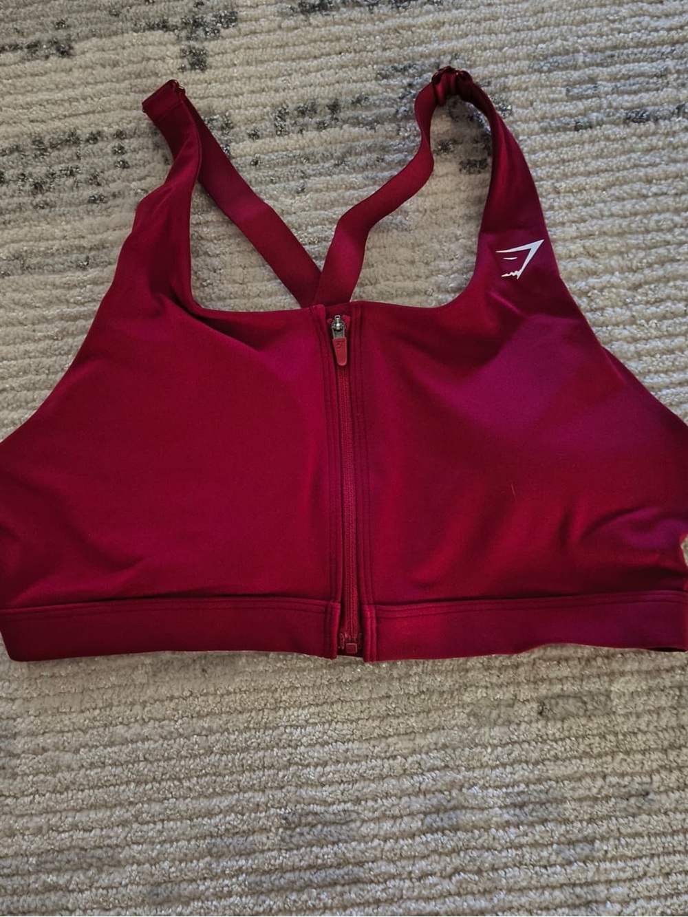 Gymshark Women's Zip-Front Sports Bra - Burgundy Size Medium